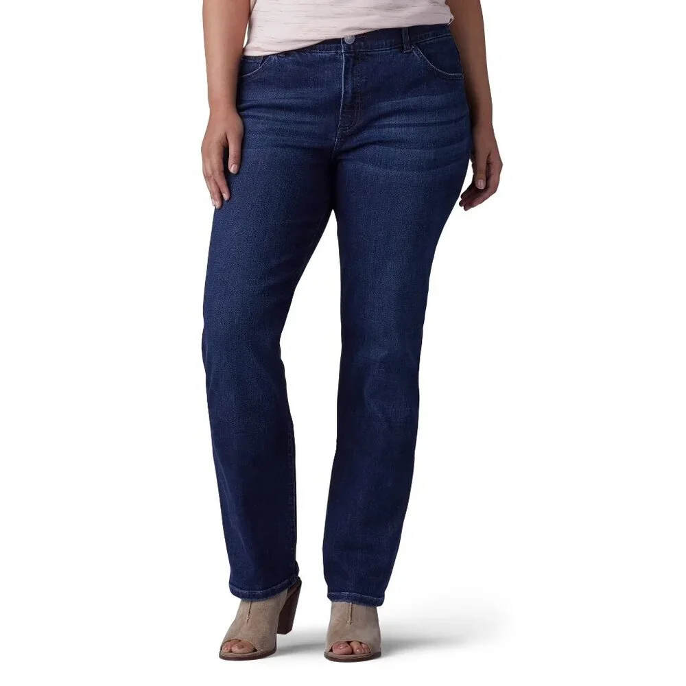 Lee Women's Size Flex Motion Regular Fit Straight Leg Jean Royal Chakra 16 - Picture 12 of 15